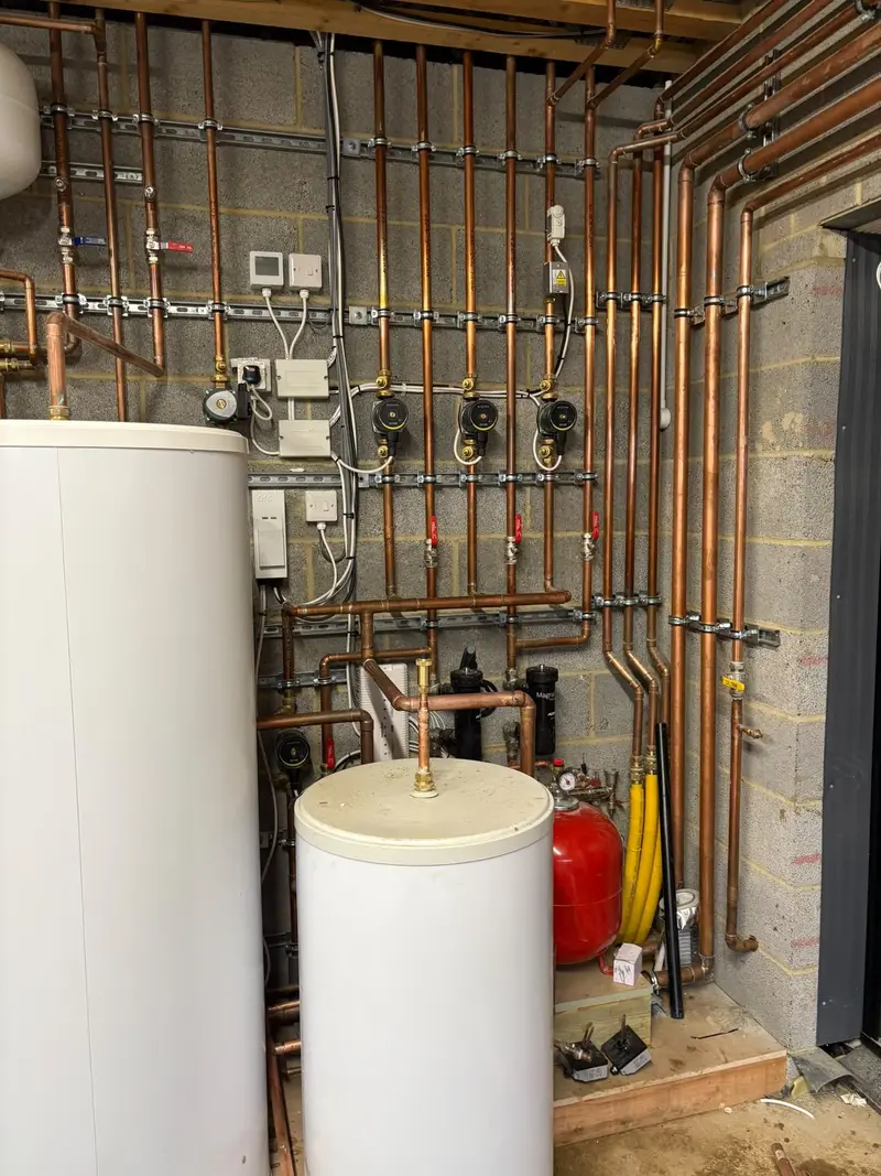 Plant room heating installation with pumps and expansion vessel by C Hobbs Plumbing and Heating in Hertfordshire